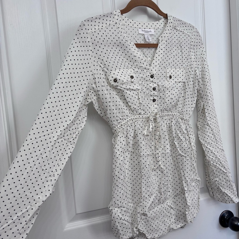 Ivory Polka Dot Maternity Blouse | Motherhood S - Picture 3 of 8